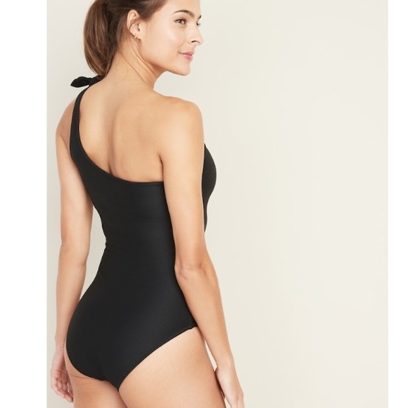 Old Navy Textured-Stripe One-Shoulder Swimsuit - Picture 2 of 5
